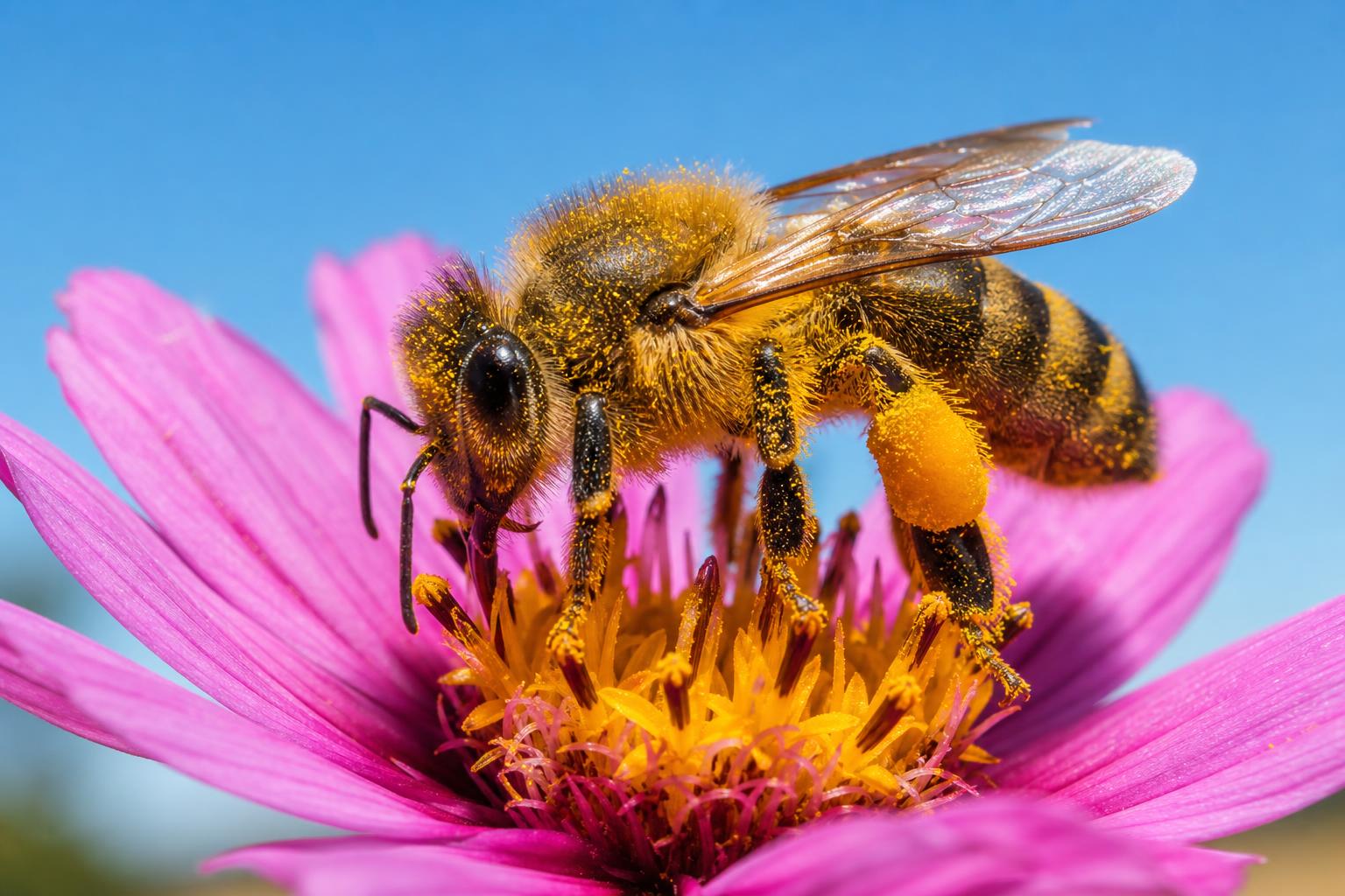 Macro of a honeybee