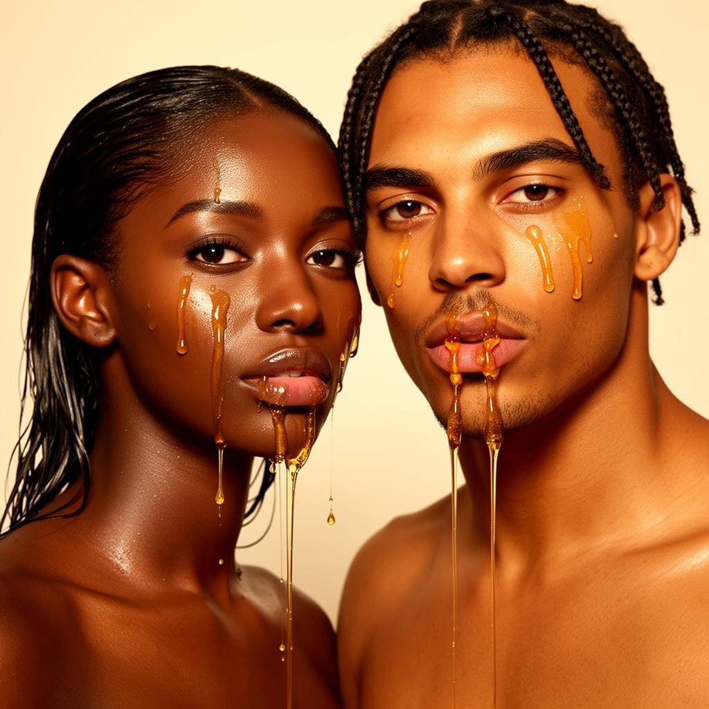 Couple in the hey honi campaign, honey dripping